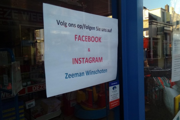 File:Zeeman Winschoten Facebook & Instagram poster, Winschoten (2020) 02.jpg - a sign on a store win
